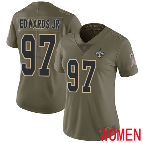 New Orleans Saints Limited Olive Women Mario Edwards Jr Jersey NFL Football #97 2017 Salute to Service Jersey->women nfl jersey->Women Jersey